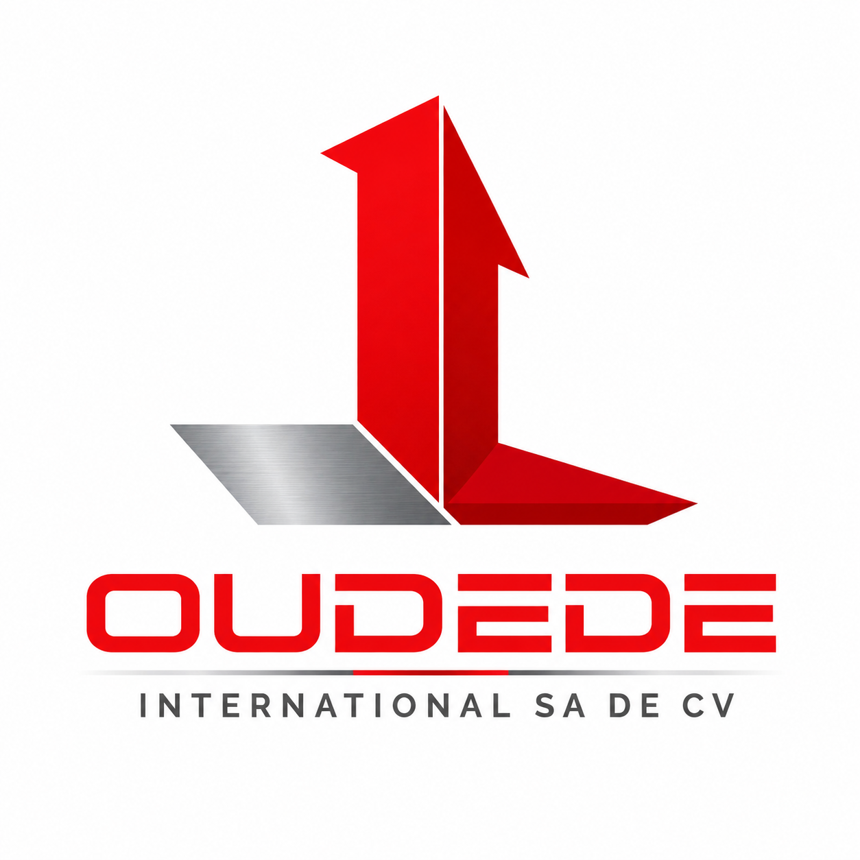Emblema oficial rojo y plateado de OUDEDE International SA de CV